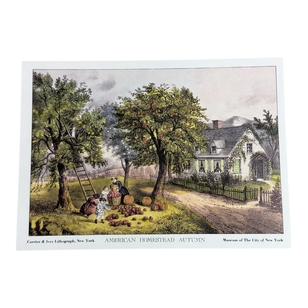 Set of 4 Currier & Ives Lithographs – “American Homestead” Seasons Collection